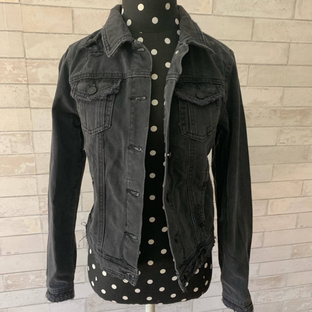 Distressed Black Denim Jacket